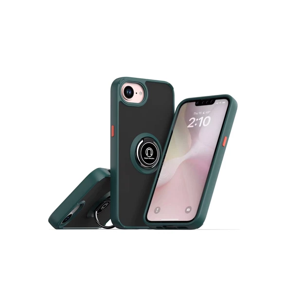 İphone 16E Kılıf Montreal Yüzüklü Silikon Kapak - Yeşil ürün görseli 1