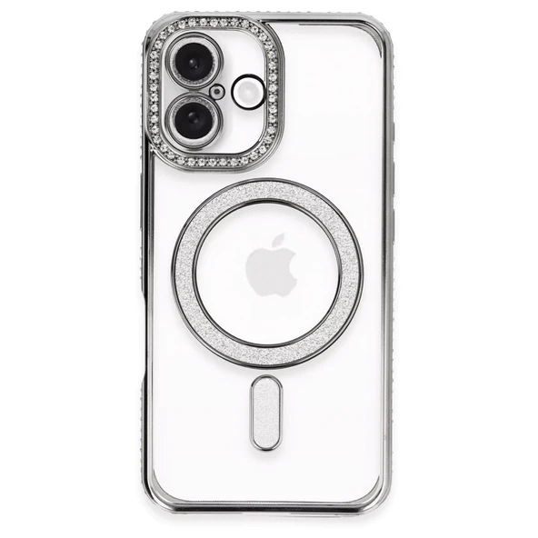İphone 16 Plus Kılıf Joke Simli Magneticsafe Kılıf - Gri ürün görseli 1