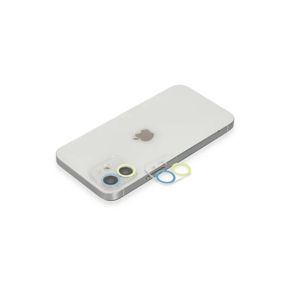 İphone 11 Renkli Kamera Lens Koruma Cam - Sarı-Mavi ürün görseli 1