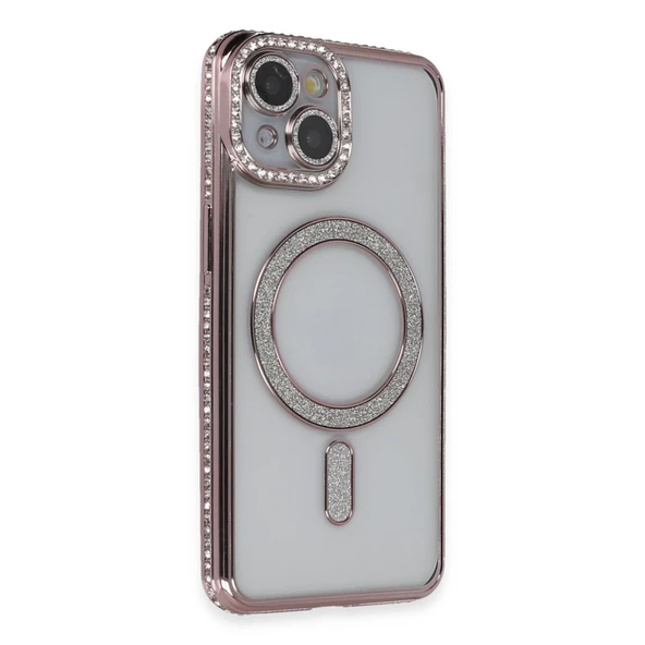 İphone 14 Kılıf Joke Simli Magneticsafe Kılıf - Pembe ürün görseli 1