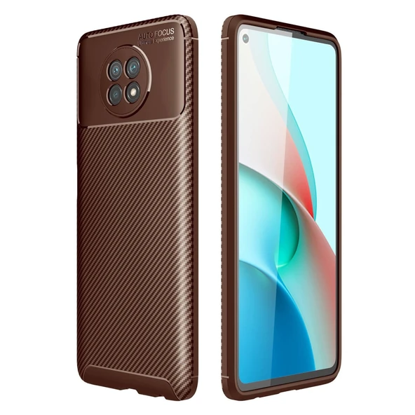 Xiaomi Redmi Note 9 5G Kılıf Auto Focus Karbon Kapak - Kahverengi ürün görseli 1