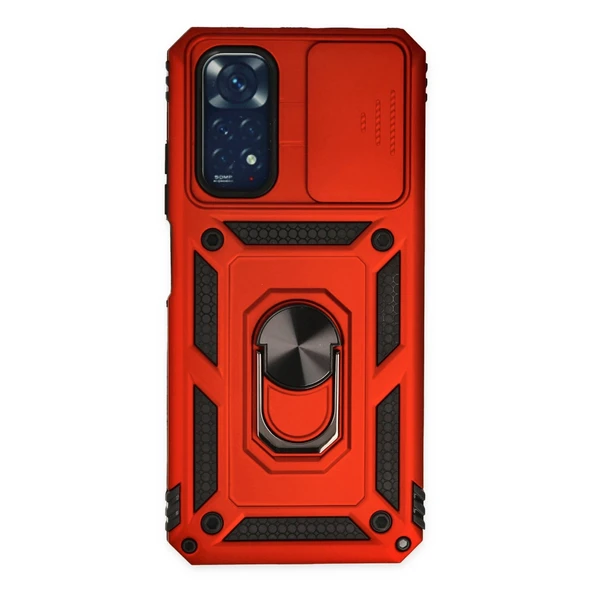 Xiaomi Redmi Note 11 Kılıf Pars Lens Yüzüklü Silikon - Kırmızı ürün görseli 1