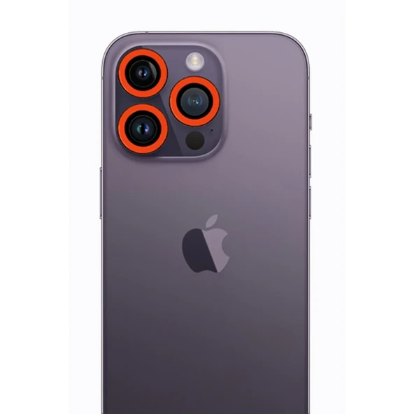 İphone 12 Pro Max Neon Fosforlu Kamera Lens - Turuncu ürün görseli 1
