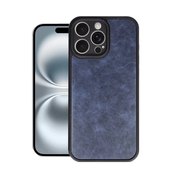 İphone 16 Pro Max Kılıf Aras Deri Kapak - Lacivert ürün görseli 1