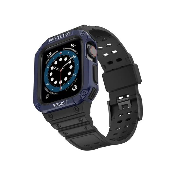 Watch 42Mm Kr401 Silikon Kordon - Siyah-Mavi ürün görseli 1