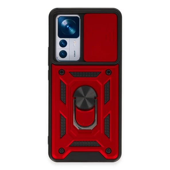 Xiaomi Mi 12T Pro Kılıf Pars Lens Yüzüklü Silikon - Kırmızı ürün görseli 1