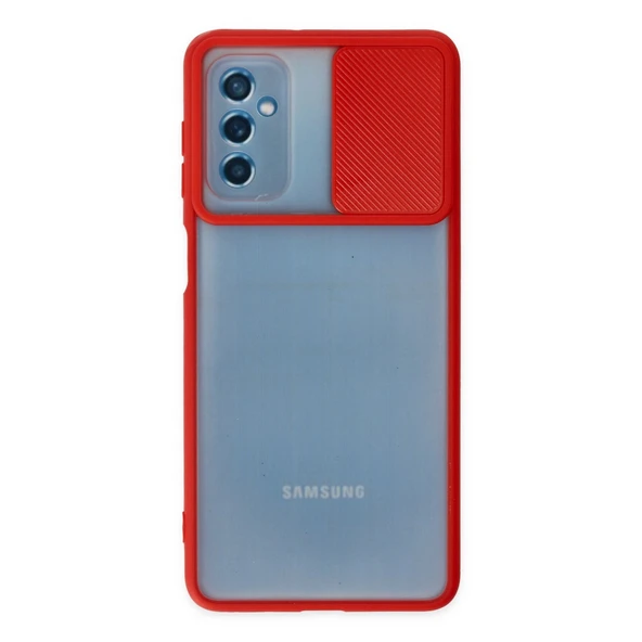 Samsung Galaxy M52 5G Kılıf Palm Buzlu Kamera Sürgülü Silikon - Kırmızı ürün görseli 1