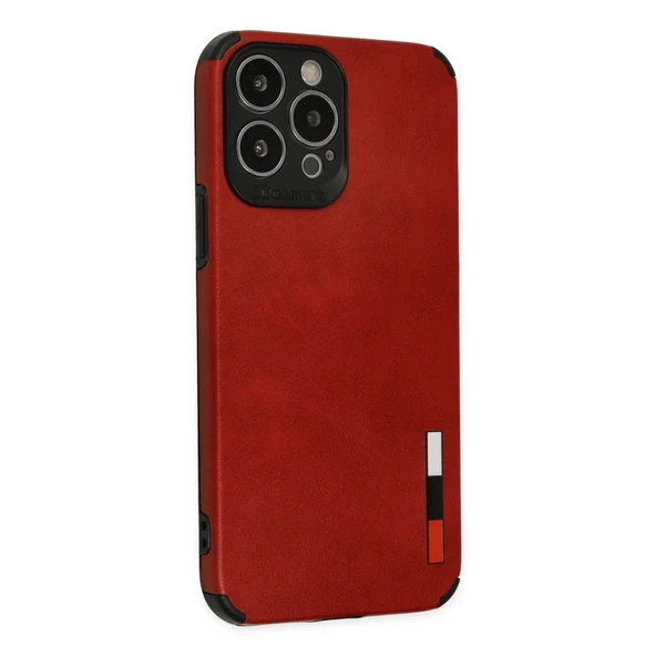 İphone 13 Pro Max Kılıf Loop Deri Silikon - Kırmızı - Resim 2