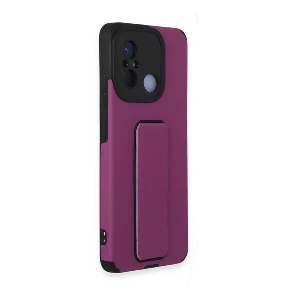 Xiaomi Redmi 12C Kılıf Mega Standlı Silikon - Mor - Resim 2