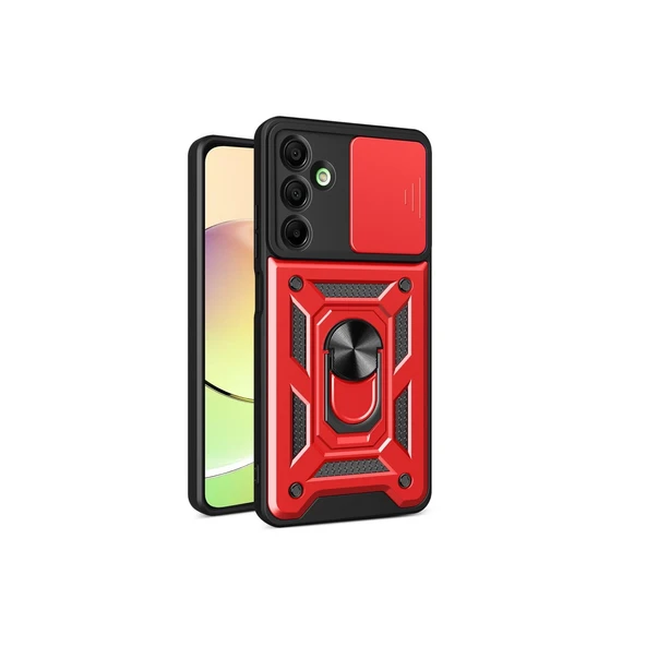 Samsung Galaxy A16 5G Kılıf Pars Lens Yüzüklü Silikon - Kırmızı ürün görseli 1