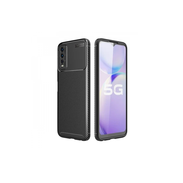 Vivo Y11S Kılıf Auto Focus Karbon Kapak - Siyah ürün görseli 1