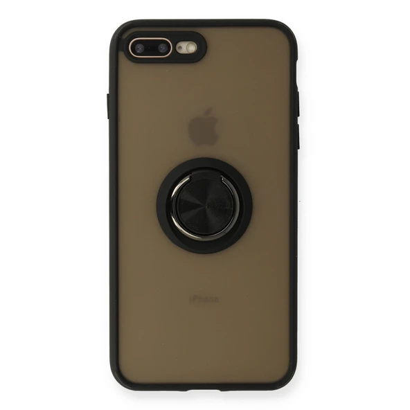 İphone 7 Plus Kılıf Montreal Yüzüklü Silikon Kapak - Siyah ürün görseli 1