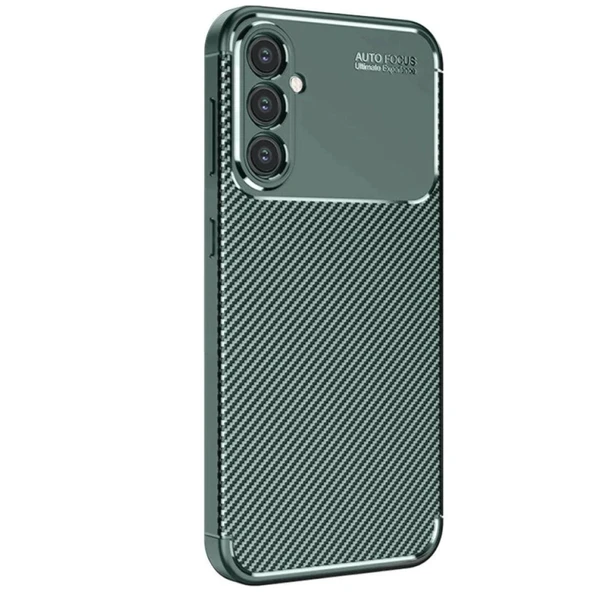 Samsung Galaxy S25 Kılıf Auto Focus Karbon Kapak - Koyu Yeşil ürün görseli 1