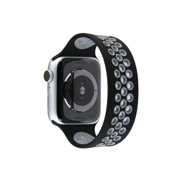 Watch 38Mm Ayarlı Delikli Silikon Kordon - Siyah-Gri ürün görseli 1