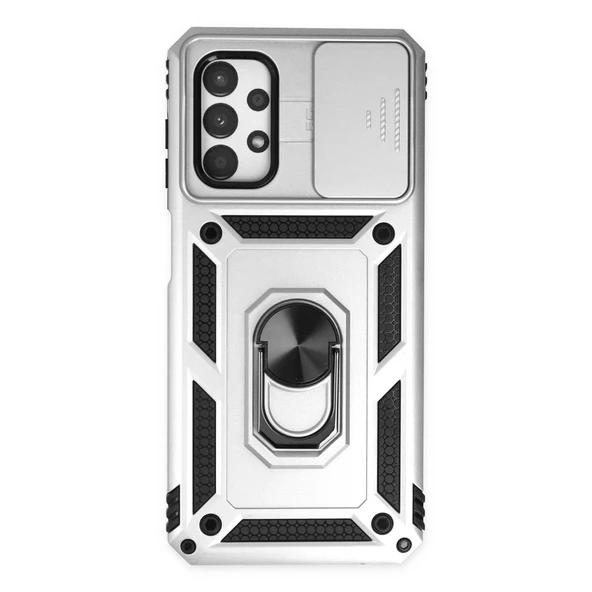 Samsung Galaxy A33 5G Kılıf Pars Lens Yüzüklü Silikon - Gümüş ürün görseli 1