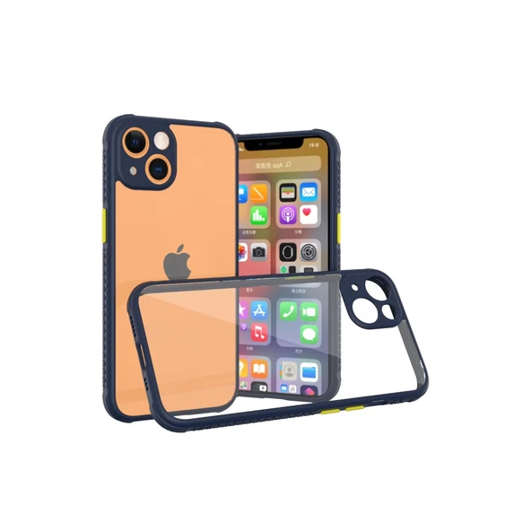 İphone 13 Mini Kılıf Miami Şeffaf Silikon - Lacivert ürün görseli 1