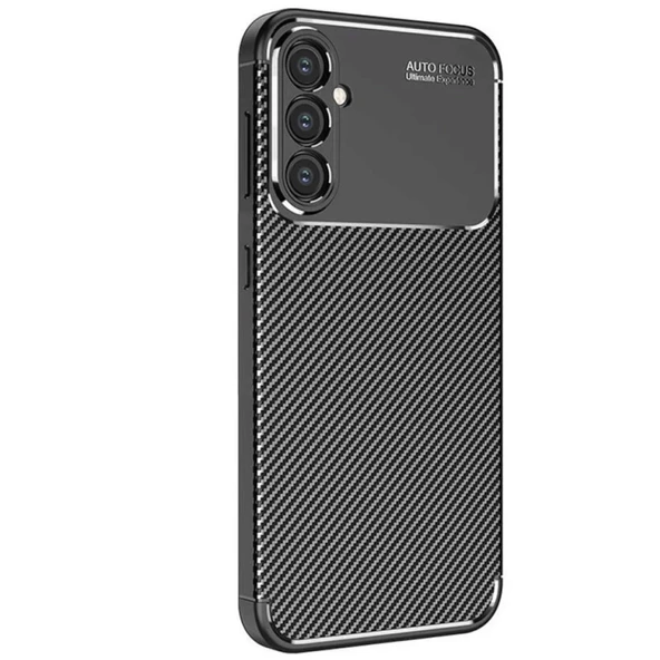 Samsung Galaxy S25 Kılıf Auto Focus Karbon Kapak - Siyah ürün görseli 1