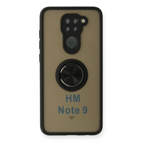 Xiaomi Redmi Note 9 Kılıf Montreal Yüzüklü Silikon Kapak - Siyah ürün görseli 1