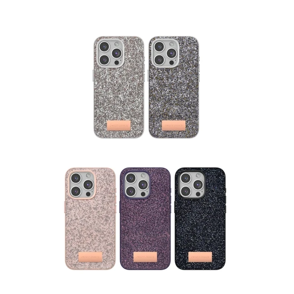 Onegif İphone 15 Pro Bright Simli Kapak - Derin Mor - Resim 2