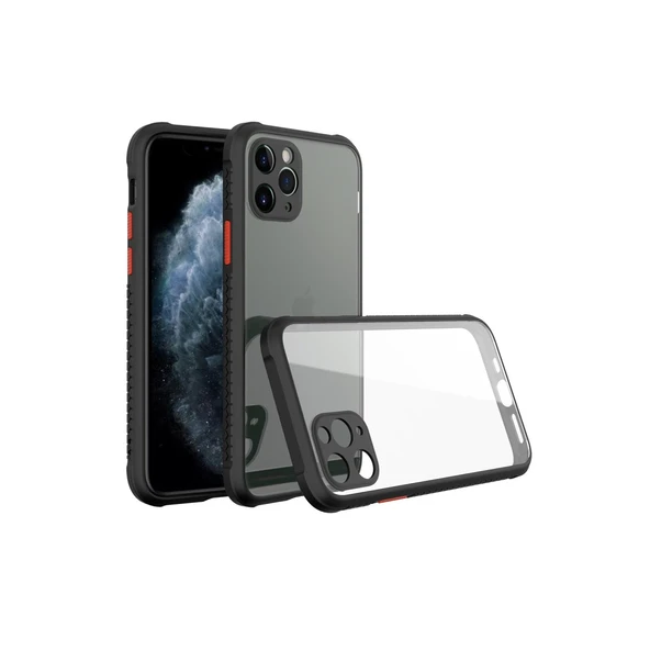İphone 11 Pro Kılıf Miami Şeffaf Silikon - Siyah ürün görseli 1