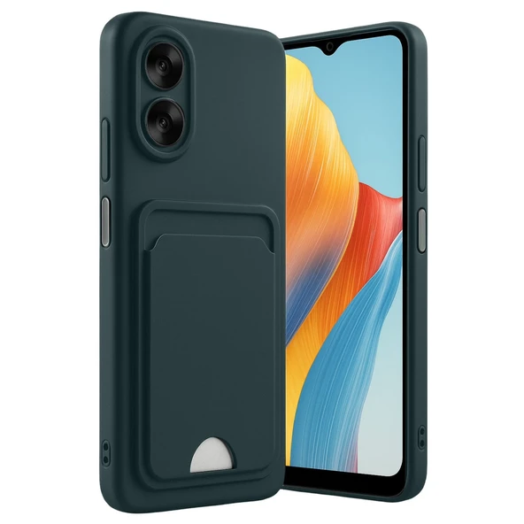 Oppo A38 Kılıf Kelvin Kartvizitli Silikon - Koyu Yeşil ürün görseli 1
