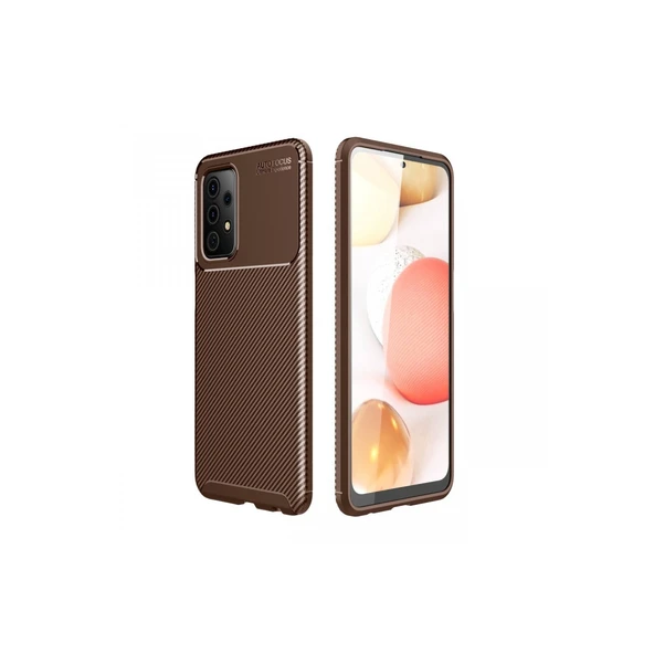 Samsung Galaxy A72 Kılıf Auto Focus Karbon Kapak - Kahverengi ürün görseli 1