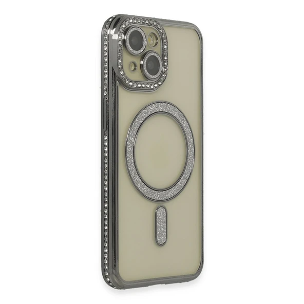 İphone 13 Kılıf Joke Simli Magneticsafe Kılıf - Gri ürün görseli 1
