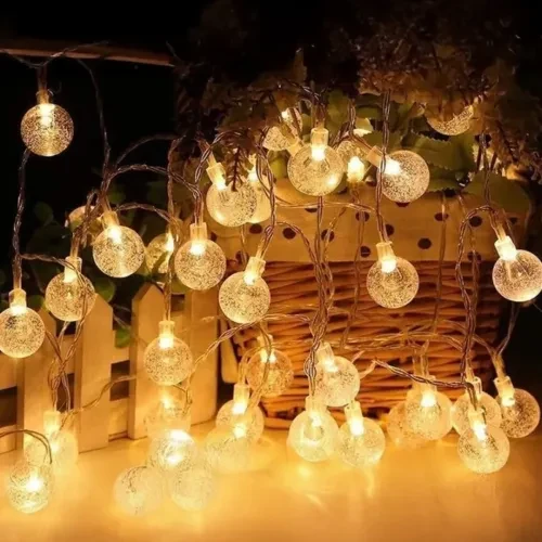 5M 28 Led Kristal Top Gün Işığı Şeffaf Kablo Fişli Eklemeli ürün görseli 1