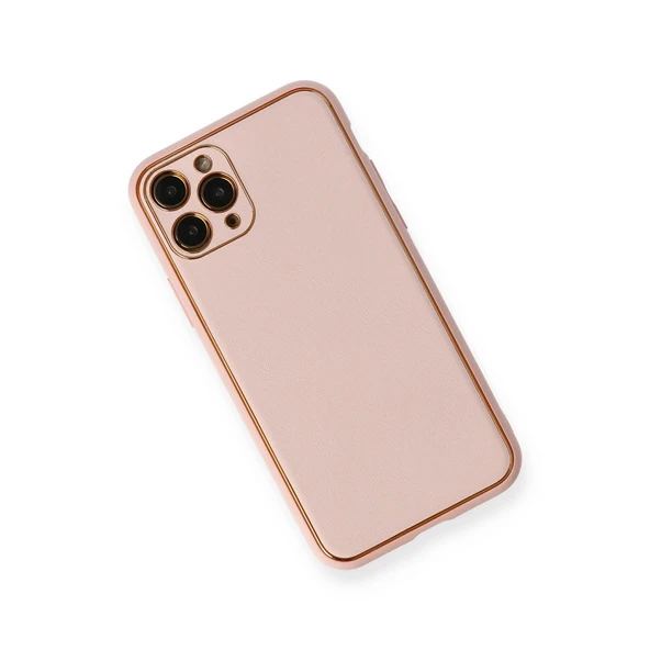 İphone 11 Pro Max Kılıf Coco Deri Silikon Kapak - Pembe - Resim 3