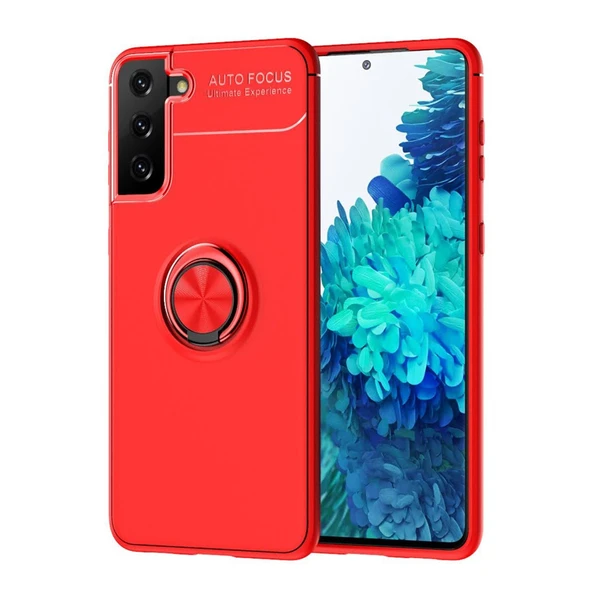 Samsung Galaxy S21 Plus Kılıf Range Yüzüklü Silikon - Kırmızı ürün görseli 1