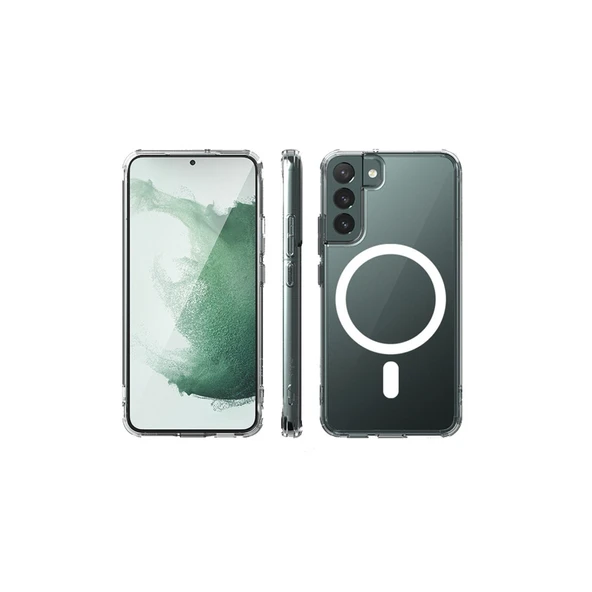 Samsung Galaxy S22 Kılıf Magneticsafe Şeffaf Silikon - Şeffaf ürün görseli 1