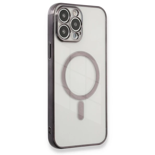 İphone 13 Pro Max Kılıf Magneticsafe Lazer Silikon - Siyah ürün görseli 1