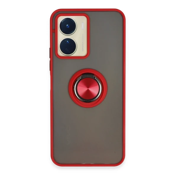 Vivo Y16 Kılıf Montreal Yüzüklü Silikon Kapak - Kırmızı ürün görseli 1