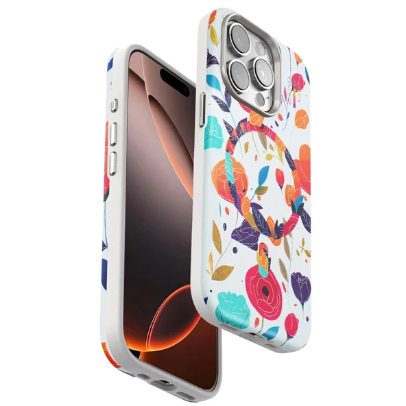 Onegif İphone 15 Pro Max Flower Series Magsafe Kapak - Beyaz ürün görseli 1