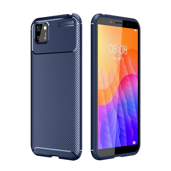 Huawei Y5P Kılıf Auto Focus Karbon Kapak - Lacivert ürün görseli 1