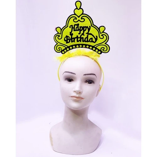 Happy Birthday Neon Sarı Taç ürün görseli 1