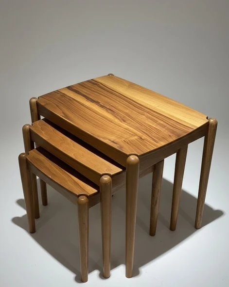 Lotus 3lü Zigon Sehpa Seti  Ahşap Mdf - Resim 4