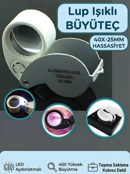40x25mm Kuyumcu Saatçi Büyüteç Cep Lup Büyüteç  Elmas Pullar Madeni Kontrol Tamirci Lup ürün görseli 1
