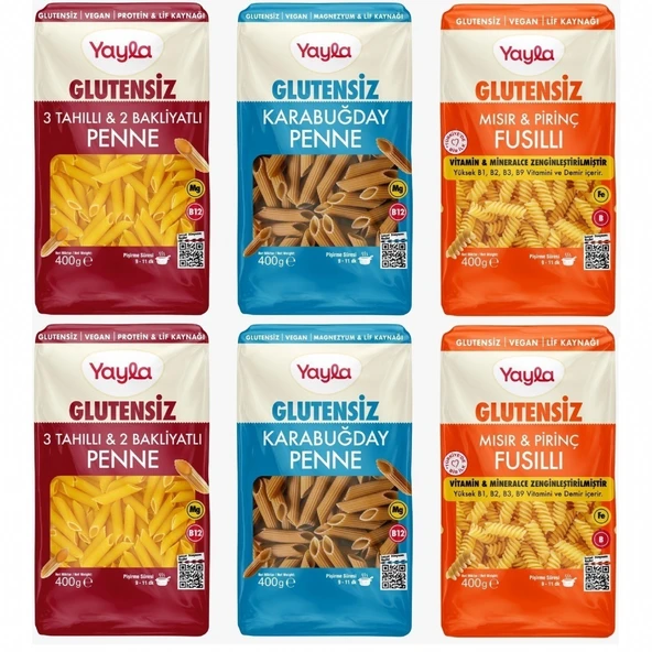 Yayla Glutensiz Makarna Karma Set 400 Gram 6 Adet ürün görseli 1