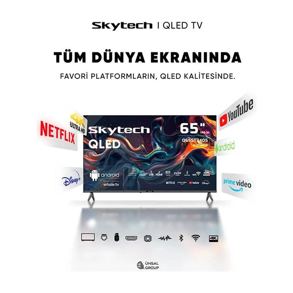 Skytech Q65ST3405 4K Ultra HD 65" 165 Ekran Uydu Alıcılı Smart QLED TV ürün görseli 1