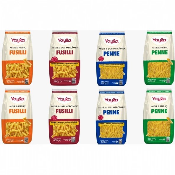 Yayla Glutensiz Makarna Karma Set 400 Gram 8 Adet ürün görseli 1