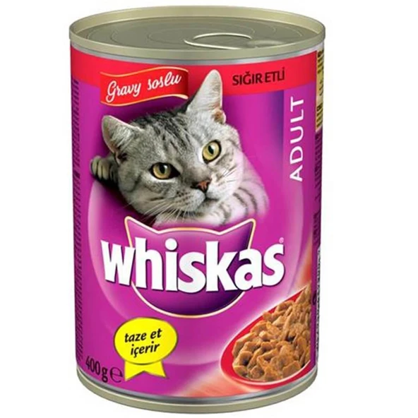 Whiskas Sığırlı ve Gravy Soslu Yetişkin Kedi Konserve Yaş Mama 400g ürün görseli 1