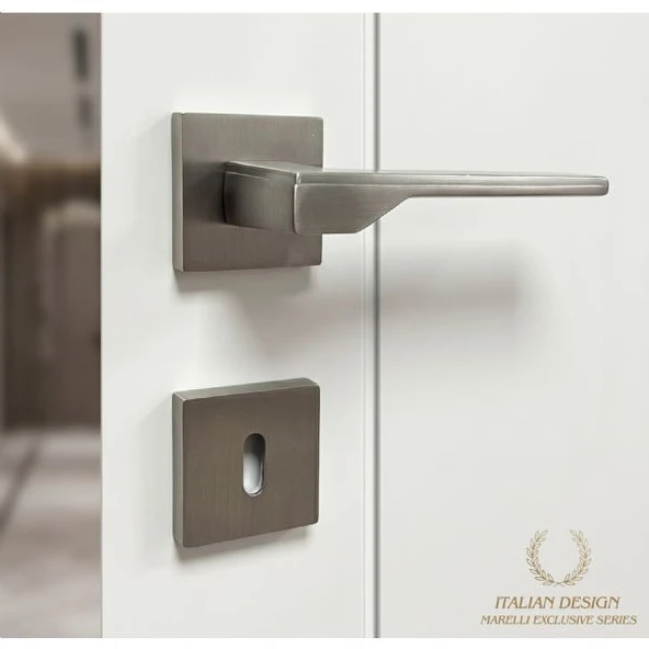 Marelli STILO SÜPER SATEN inox saten renkli italyan tipi kare rozetli 1. KALİTE kapı kolu ürün görseli 1