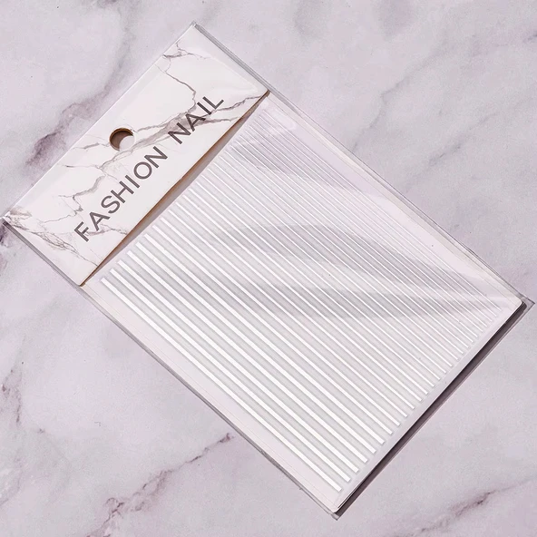 Gümüş Şerit Tırnak Sticker Şerit Tırnak Etiketi Nail Art ürün görseli 1