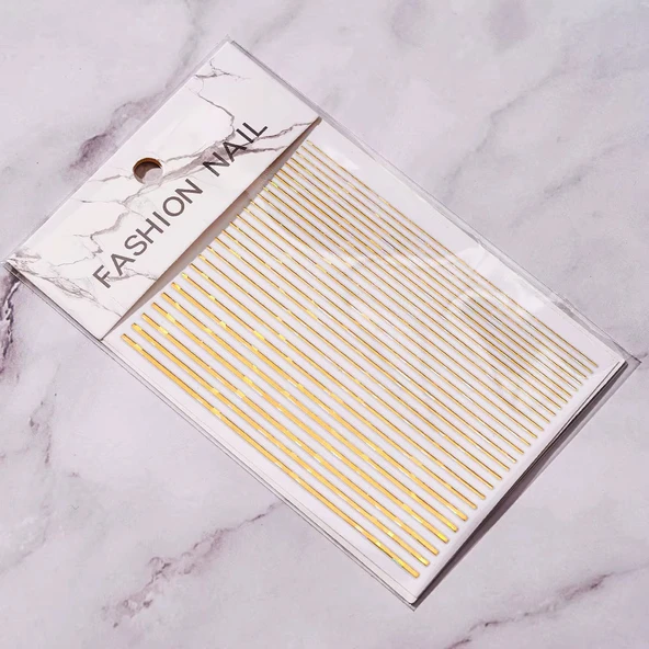 Parlak Gold Şerit Tırnak Sticker Şerit Tırnak Etiketi Nail Art ürün görseli 1