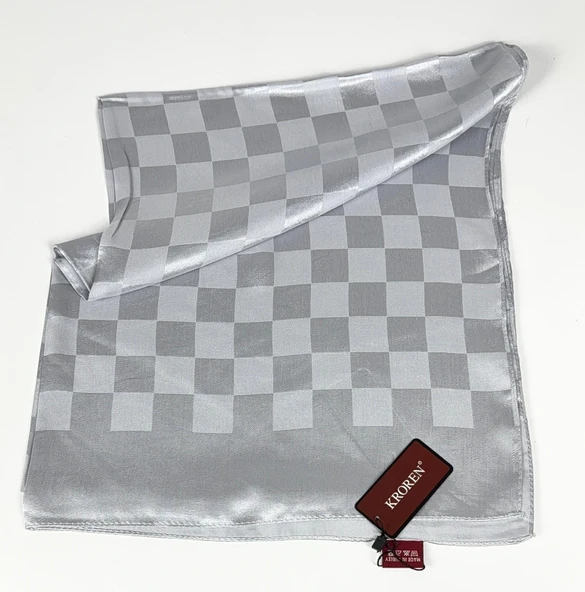Kroren Krep Jakarlı  Dama Desen Şal - 70 x 190 - 7379 ürün görseli 1
