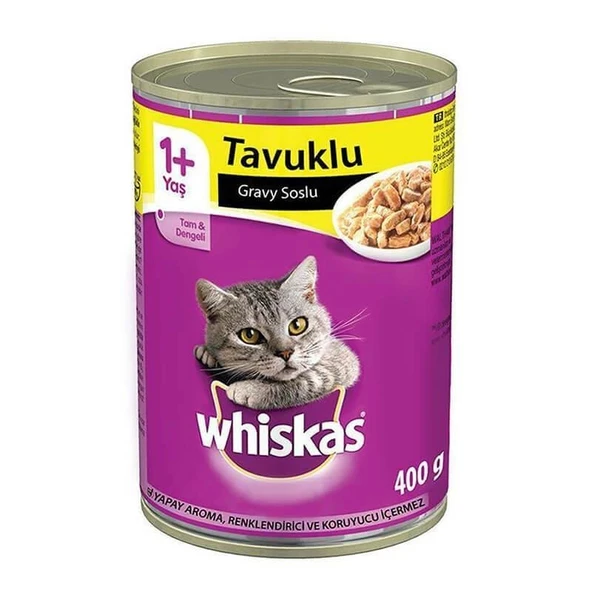 Whiskas Tavuklu ve Gravy Soslu Yetişkin Kedi Konserve Yaş Mama 400g ürün görseli 1