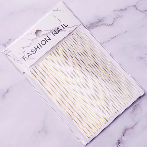 Gold Şerit Tırnak Sticker Şerit Tırnak Etiketi Nail Art ürün görseli 1