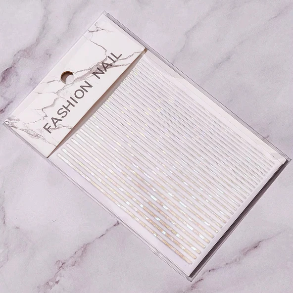 Parlak Gümüş Şerit Tırnak Sticker Şerit Tırnak Etiketi Nail Art ürün görseli 1