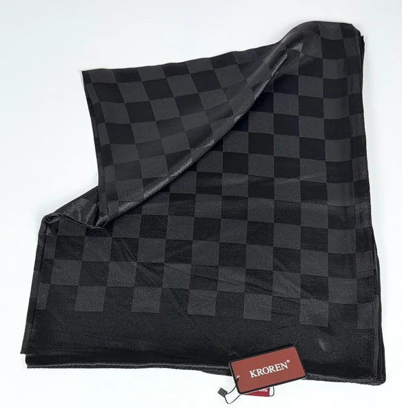 Kroren Krep Jakarlı  Dama Desen Şal - 70 x 190  - 7379 ürün görseli 1